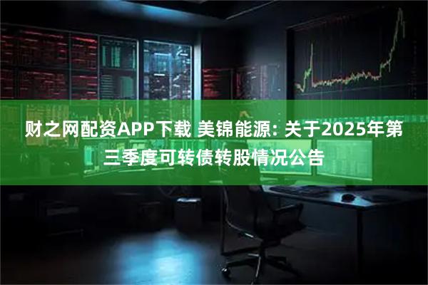 财之网配资APP下载 美锦能源: 关于2025年第三季度可转债转股情况公告